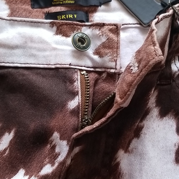Lucky & Blessed Denim cow print Skirt - Picture 5 of 9